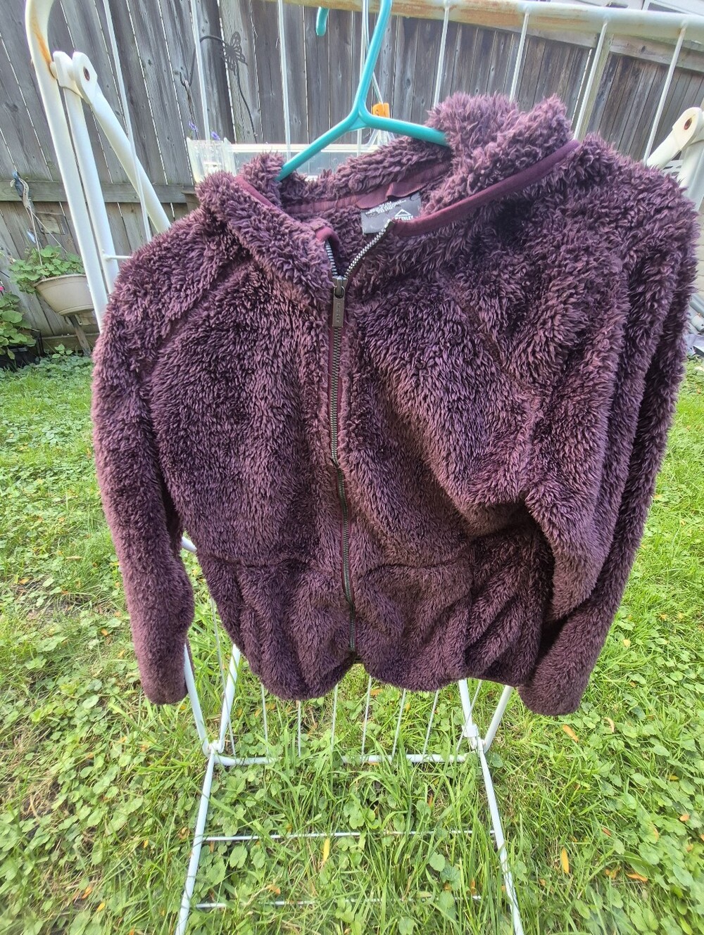 Plush Hooded Zip Jacket - Deep Plum